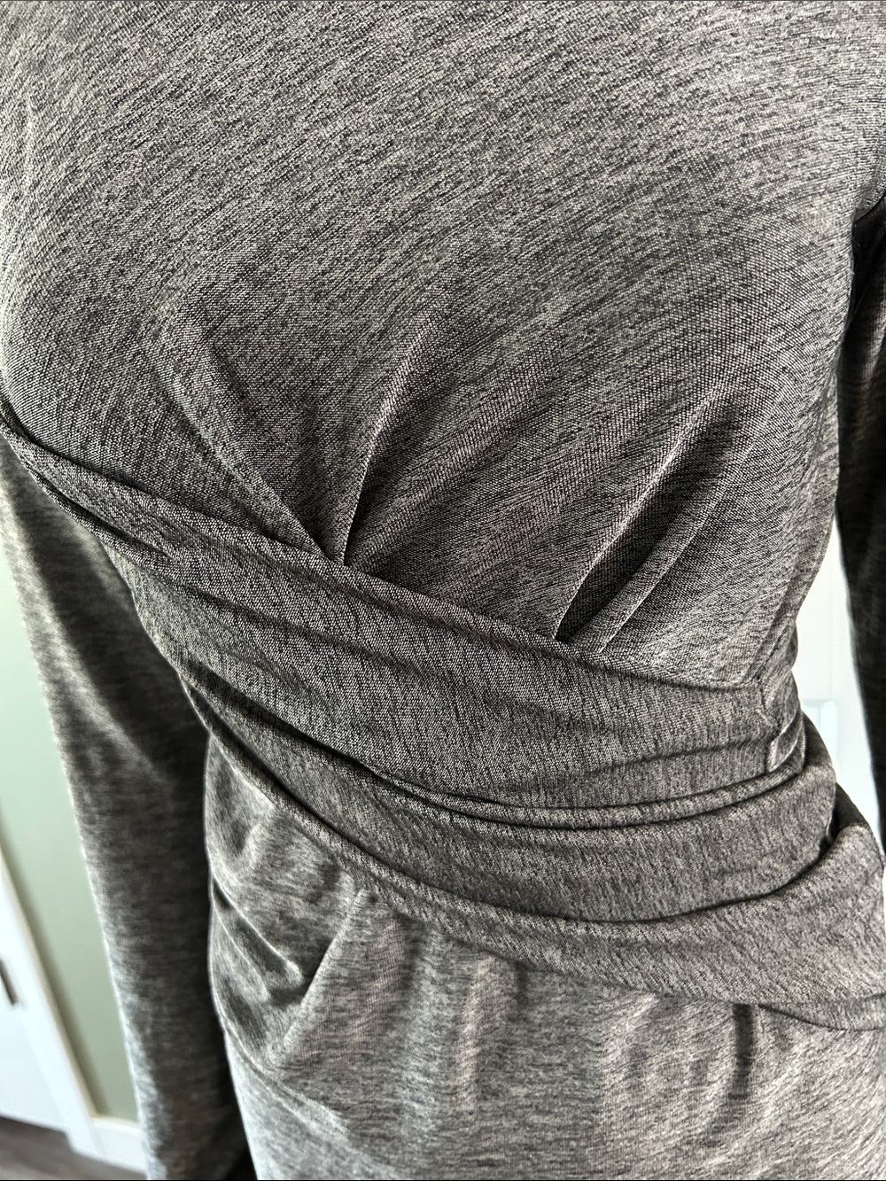 Alexander Wang Draped Wrap Top Gray Long Sleeve Stretch Luxe Sm - Med - Picture 6 of 13